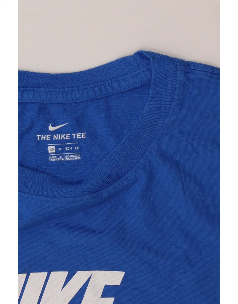 NIKE Womens Graphic T-Shirt Top UK 6 XS Blue Cotton Vintage Nike and Second-Hand Nike from Messina Hembry 