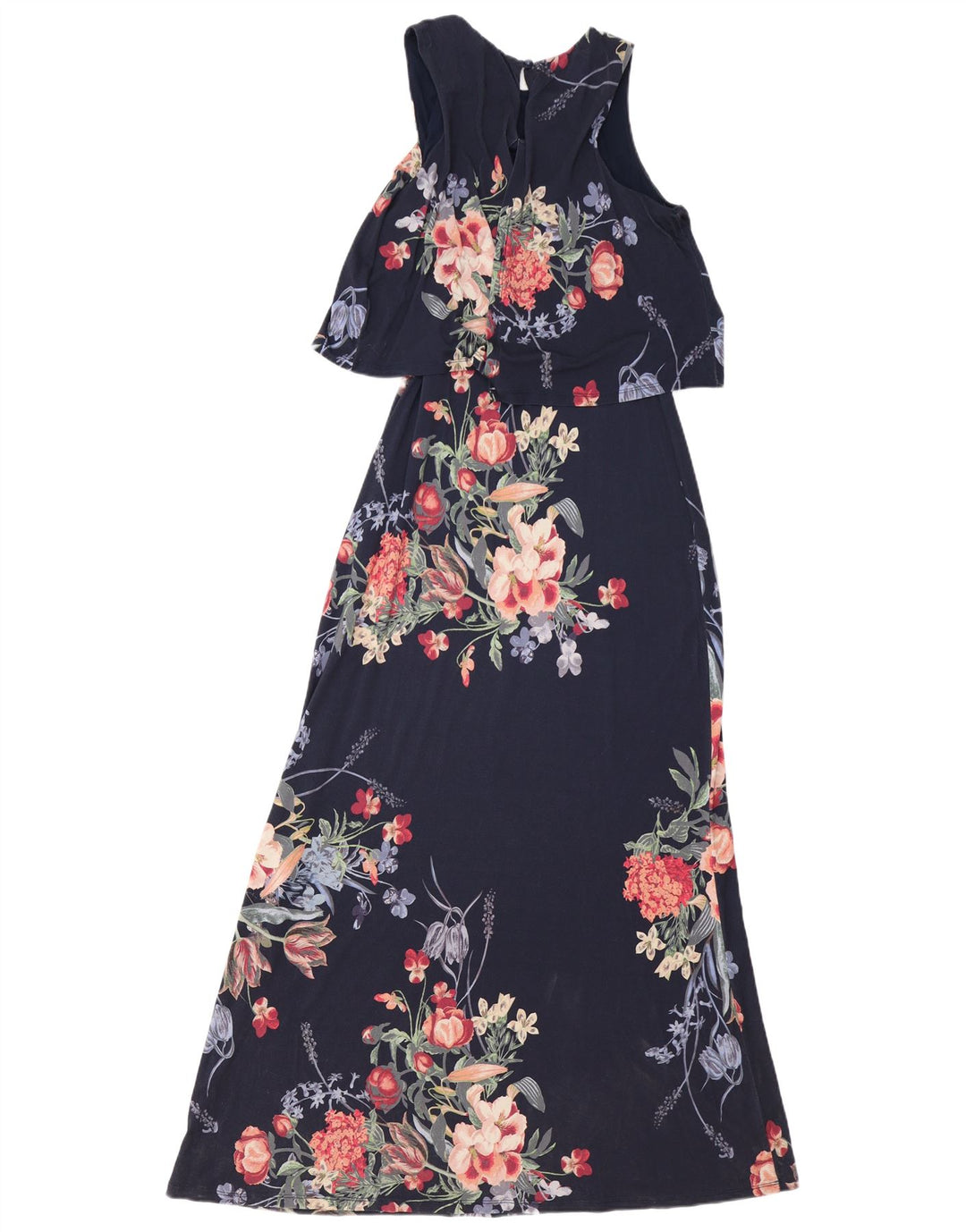 Monsoon Womens Off Shoulder Maxi Dress UK 12 Medium Navy Blue Floral