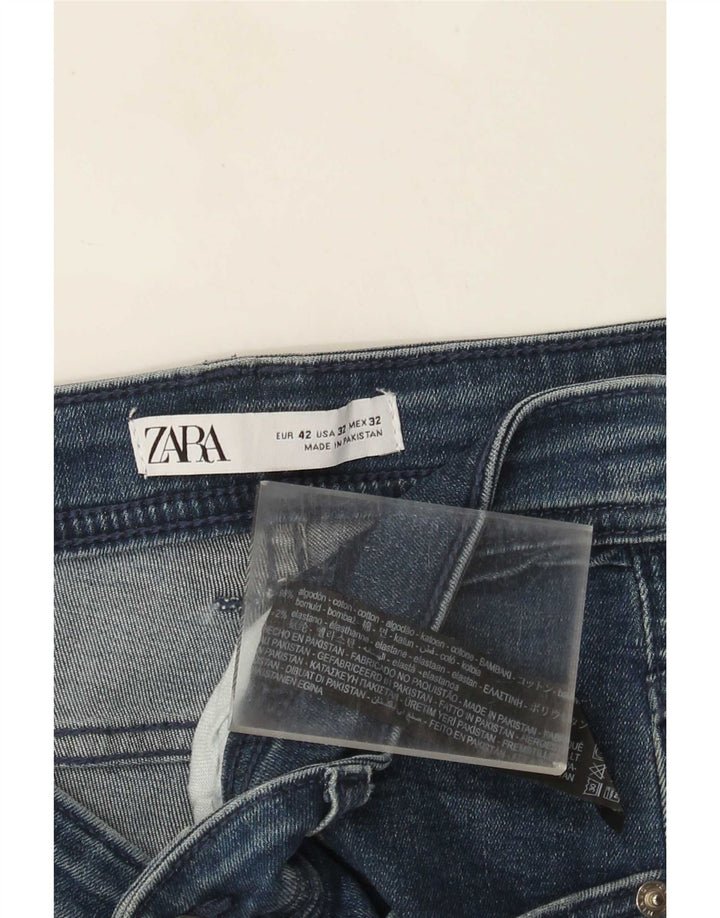 Zara Mens Distressed Slim Jeans EU 42 Large W32 L27 Blue Cotton