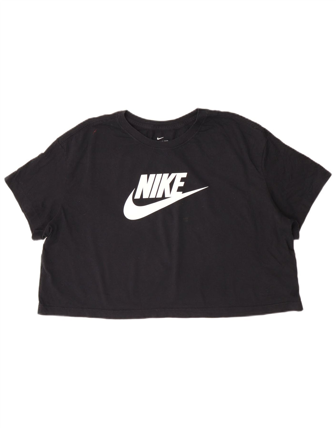 Nike Womens Crop Oversized Graphic T-Shirt Top UK 18 XL Black Cotton