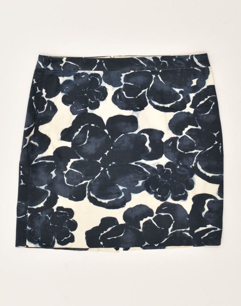 J. CREW Womens Pencil Skirt US 8 Medium W30 Navy Blue Floral Cotton | Vintage J. Crew | Thrift | Second-Hand J. Crew | Used Clothing | Messina Hembry 