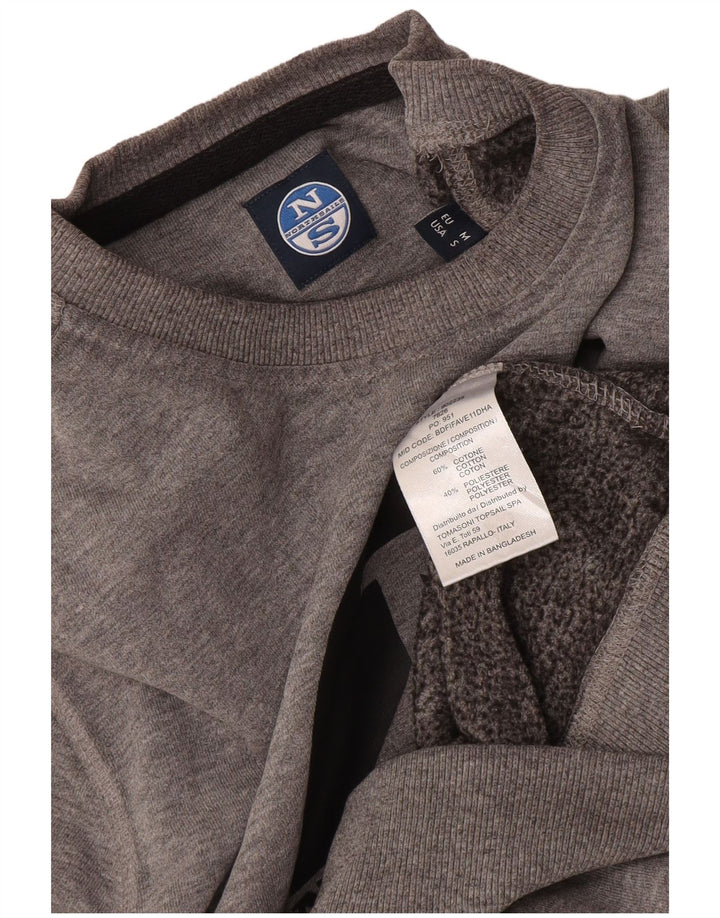 North Sails Mens Graphic Sweatshirt Jumper Small Grey Flecked Cotton