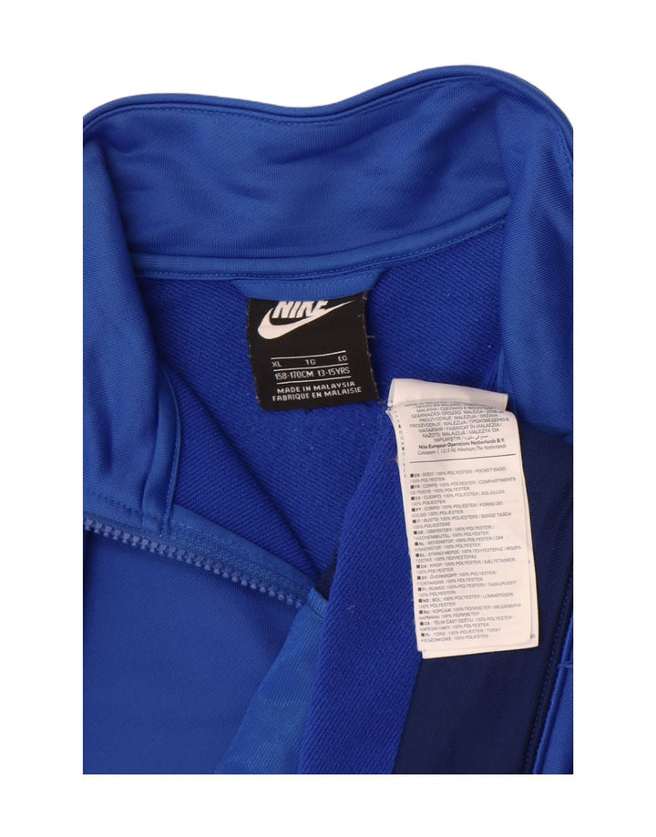 Nike Boys Tracksuit Top Jacket 13-14 Years XL Blue Colourblock Polyester