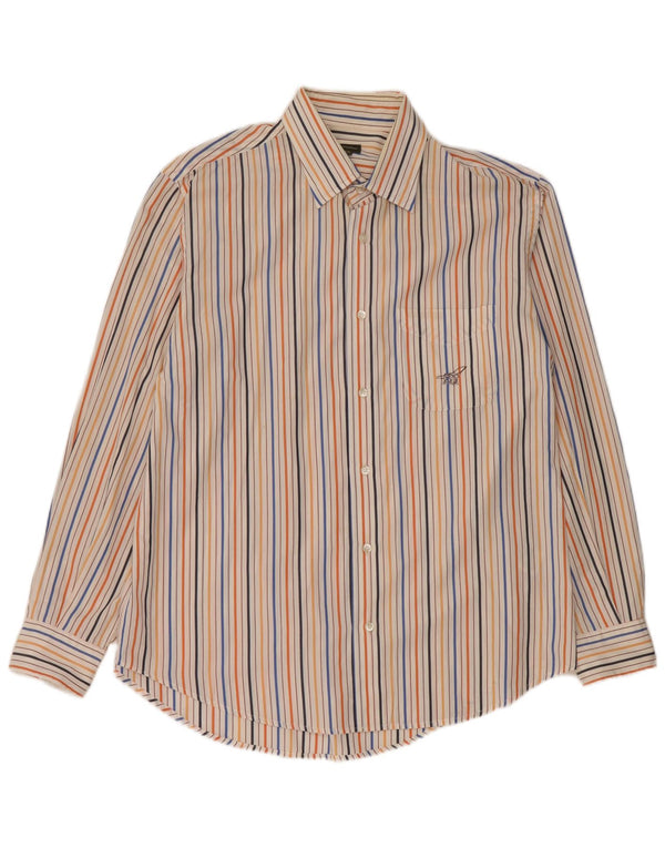 Henry Cottons Mens Shirt Size 43 Large Multicoloured Striped Cotton