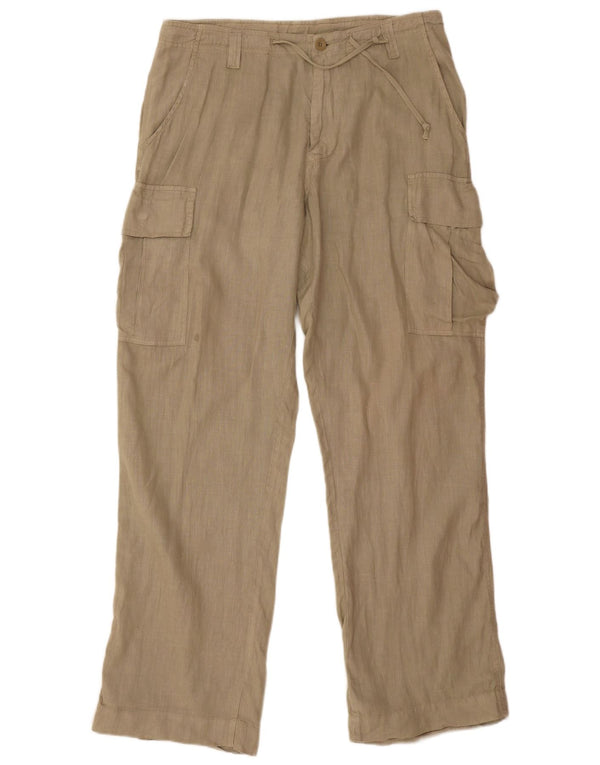 REPLAY Mens Straight Cargo Trousers W33 L33 Beige Linen