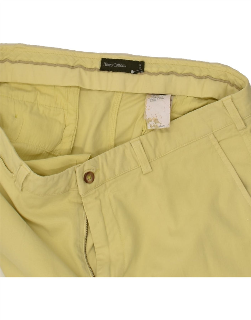 HENRY COTTONS Mens Straight Chino Trousers IT 52 XL W38 L32 Yellow Cotton | Vintage Henry Cottons | Thrift | Second-Hand Henry Cottons | Used Clothing | Messina Hembry 