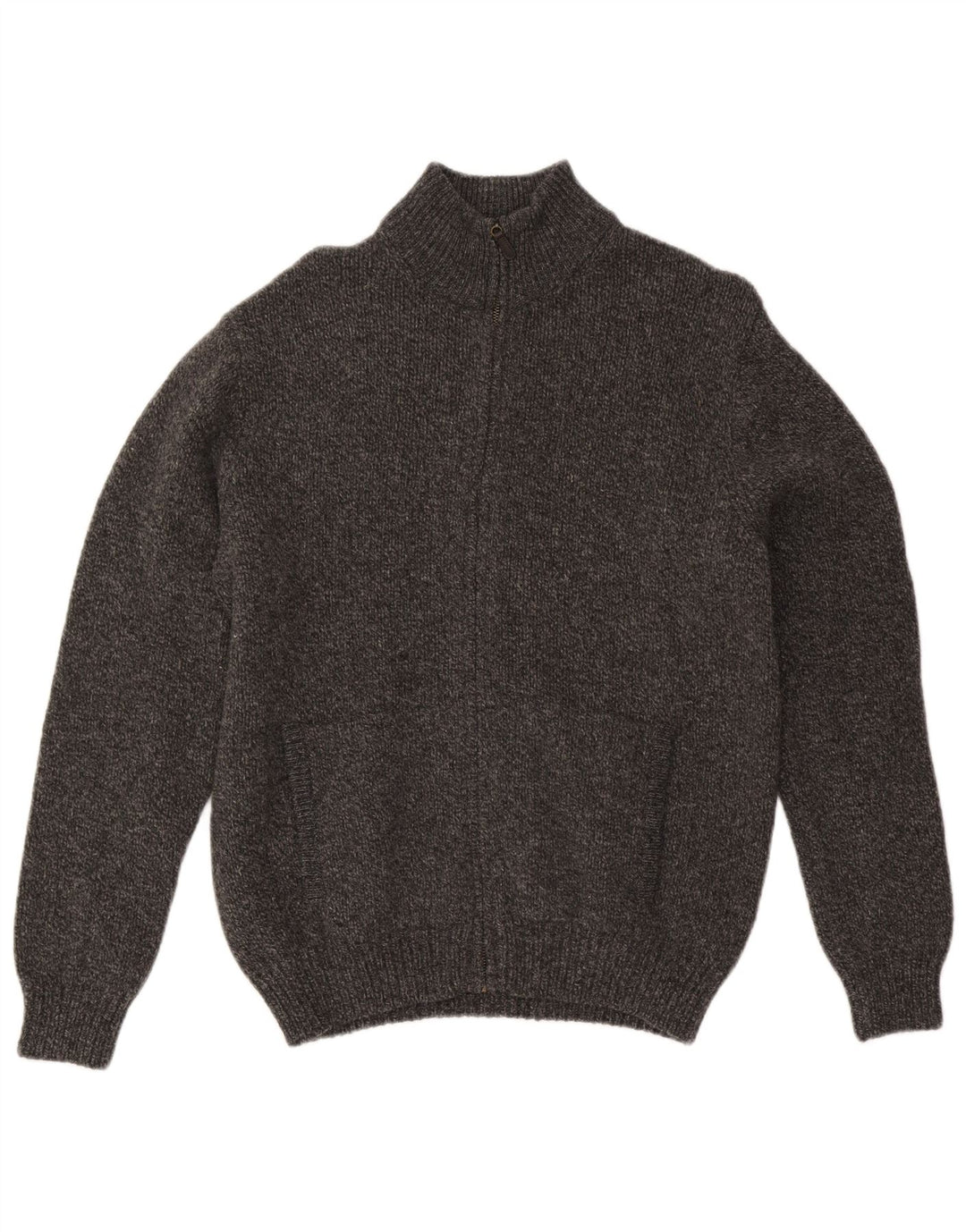 L.L.Bean Mens Cardigan Sweater Medium Grey Flecked Lambswool