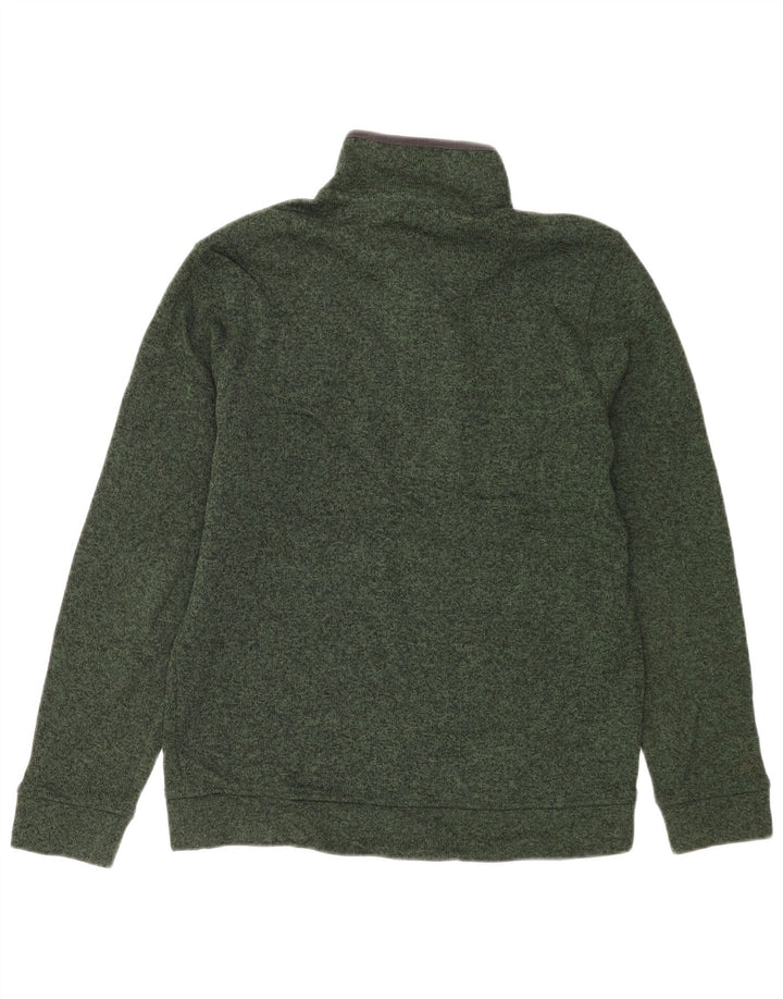 Eddie Bauer Mens Button Neck Sweatshirt Jumper Medium Green Flecked