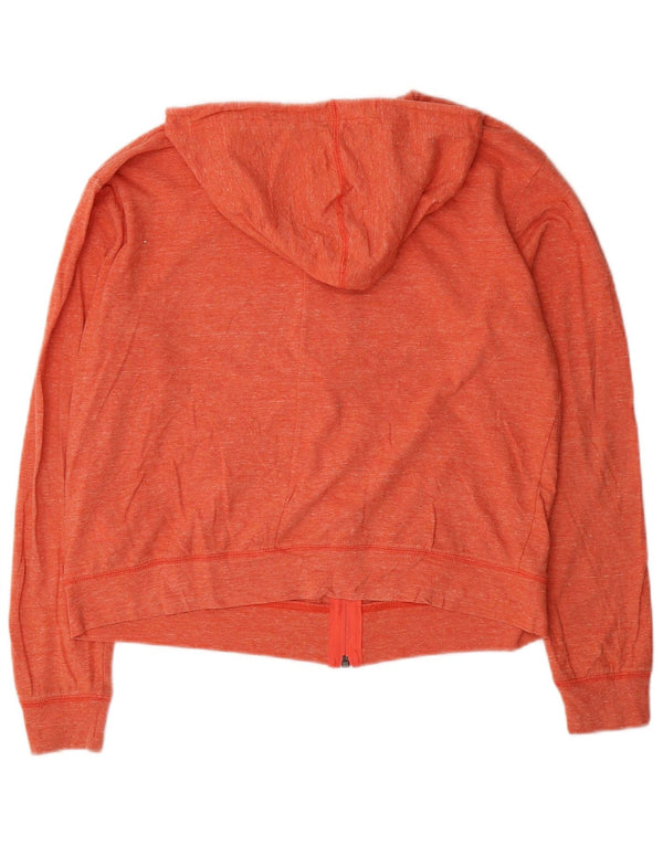 Nike Womens Zip Hoodie Sweater UK 14 Medium Orange Flecked Cotton