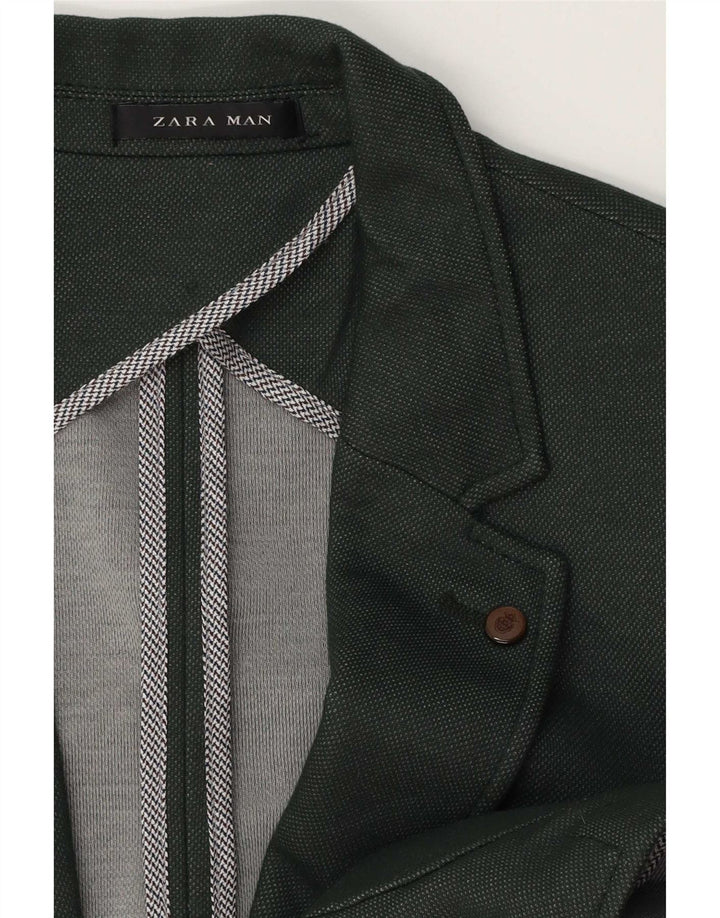 Zara Mens 2 Button Blazer Jacket UK 38 Medium Green