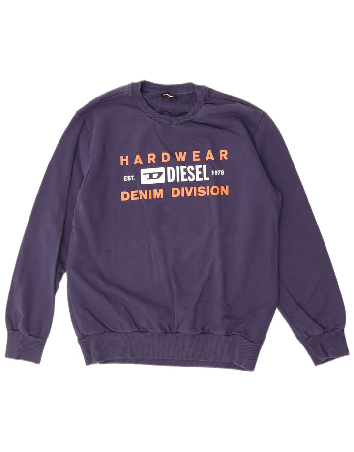 Diesel Boys Graphic Sweatshirt Jumper 13-14 Years Navy Blue Cotton