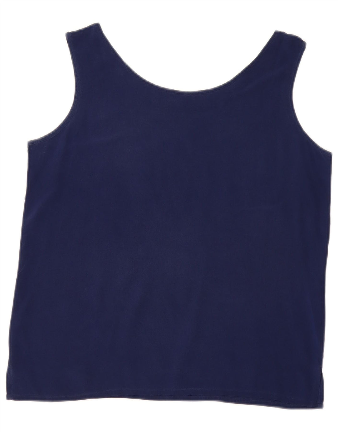 Vintage Womens Sleeveless Blouse Top UK 14 Medium Navy Blue