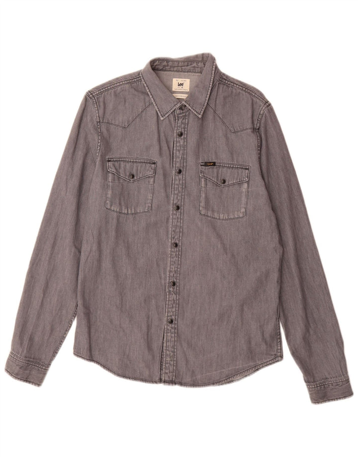 Lee Mens Denim Shirt Medium Grey Cotton