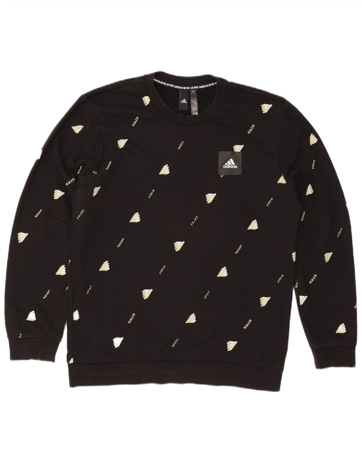 Adidas Mens Graphic Sweatshirt Jumper Large Black Cotton