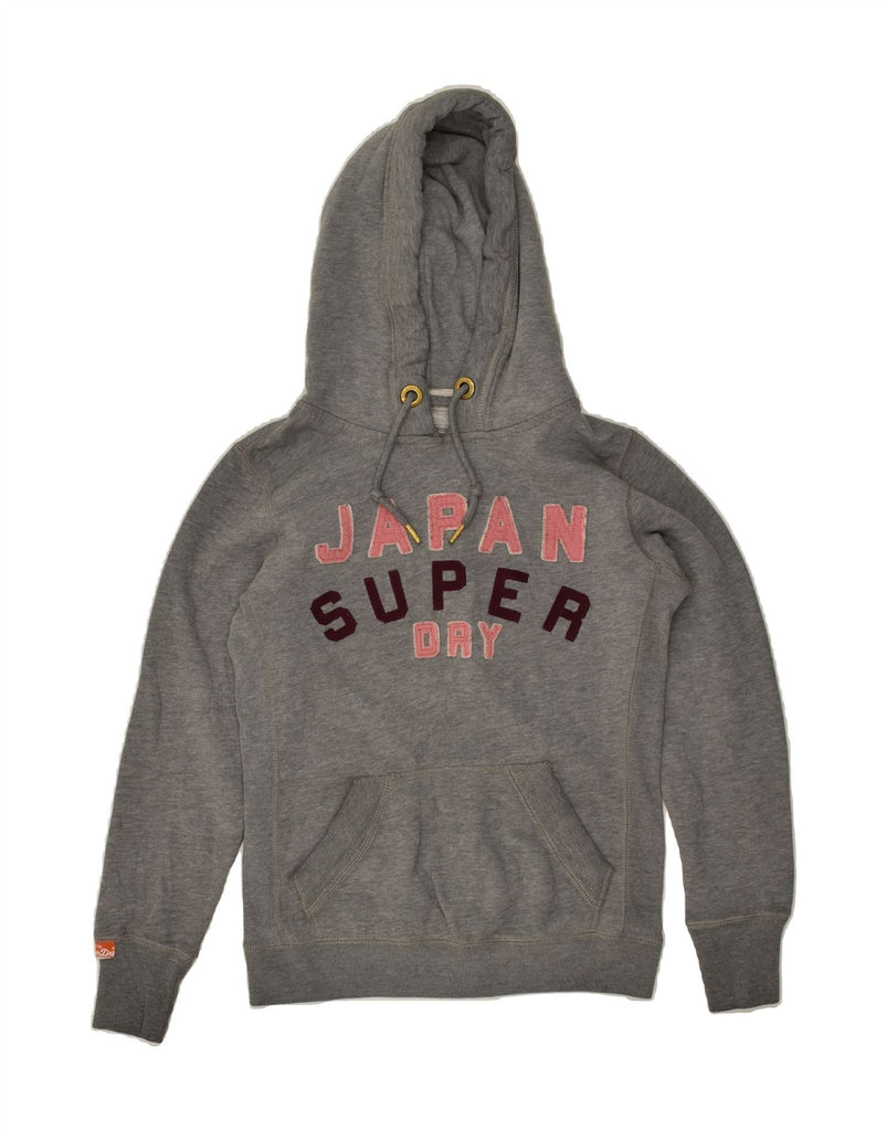 SUPERDRY Womens Graphic Hoodie Jumper UK 10 Small Grey Cotton | Vintage Superdry | Thrift | Second-Hand Superdry | Used Clothing | Messina Hembry 