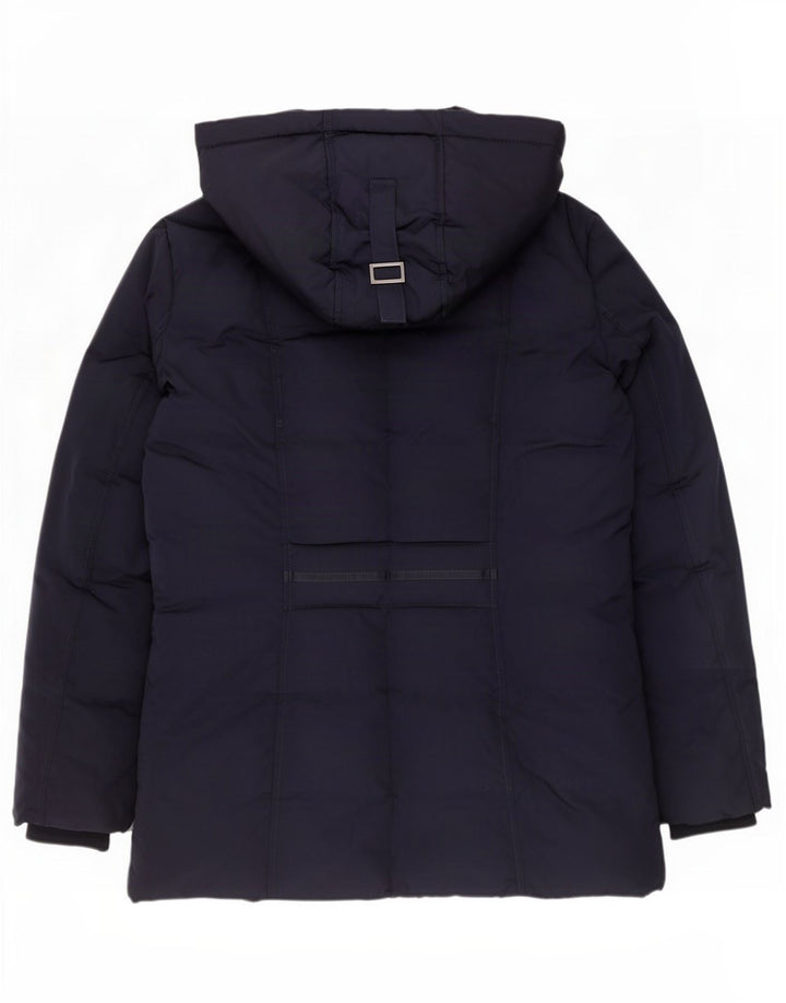Monsoon Womens Hooded Padded Jacket UK 14 Medium Navy Blue Polyester