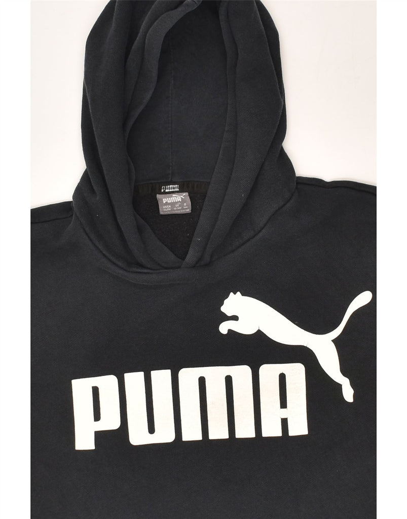 PUMA Boys Graphic Hoodie Jumper 13-14 Years Black Cotton | Vintage Puma | Thrift | Second-Hand Puma | Used Clothing | Messina Hembry 