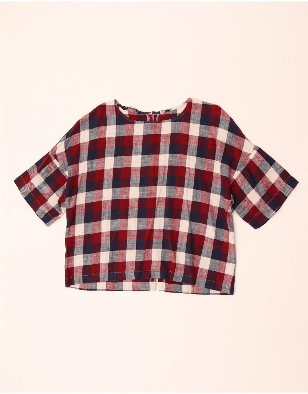 Zara Womens Short Sleeve Shirt Blouse UK 16 Large Multicoloured Check