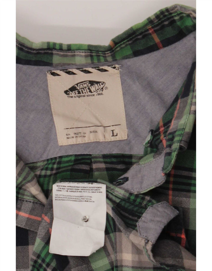 Vans Mens Shirt Large Green Check Cotton