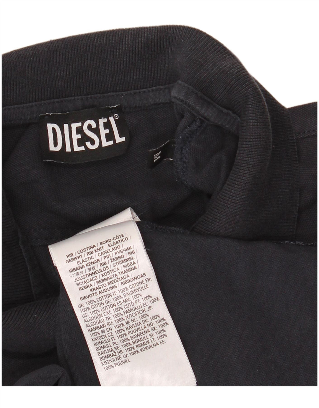 Diesel Mens Polo Shirt Medium Navy Blue Cotton