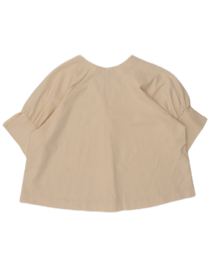 Zara Womens 3/4 Sleeve Oversized Blouse Top UK 16 Large Beige