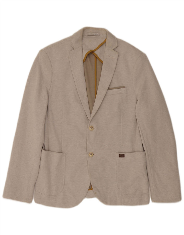 ZARA Mens 2 Button Blazer Jacket EU 52 Large Grey Polyester