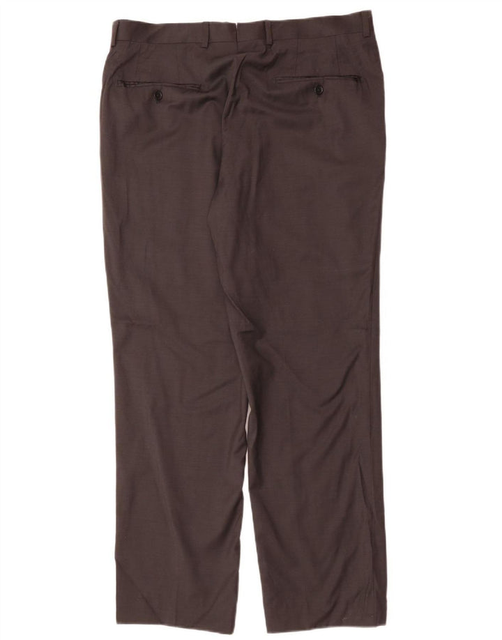 MASSIMO DUTTI Mens Straight Suit Trousers EU 42 Large W32 L32 Black Wool