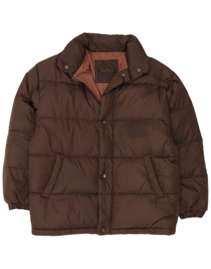 TRADEMARK Mens Loose Fit Padded Jacket IT 46 Small Brown Polyamide