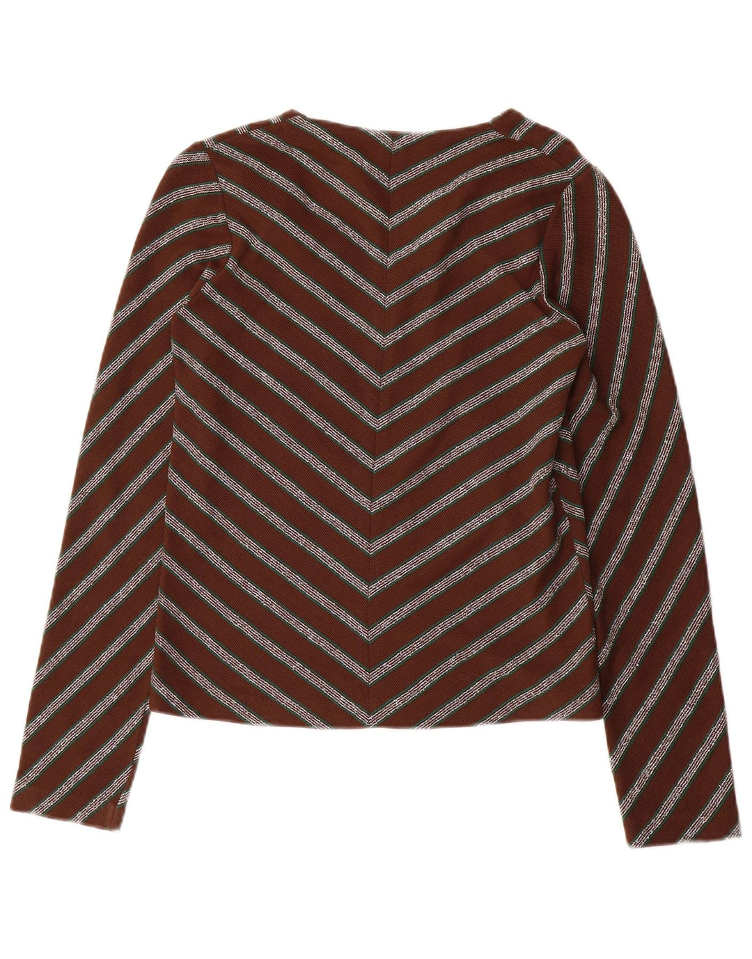 CASTELLI Womens Crop Top Long Sleeve IT 46 Large Brown Chevron