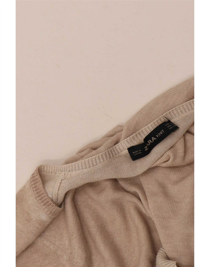 Zara Womens Blouse Top UK 16 Large Beige Flecked