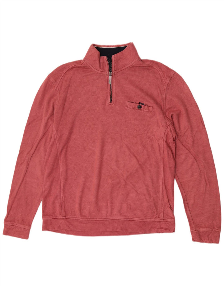 Ted Baker Mens Zip Neck Sweatshirt Jumper Size 4 Large Pink Viscose