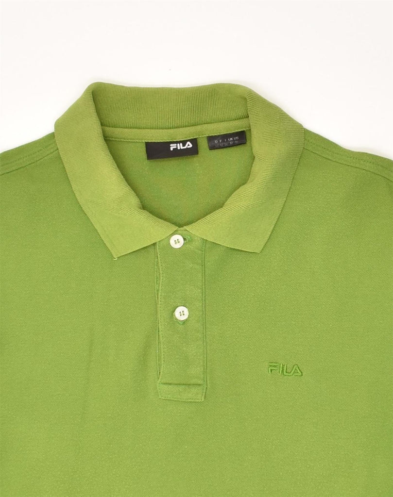 FILA Mens Polo Shirt Medium Green Cotton | Vintage Fila | Thrift | Second-Hand Fila | Used Clothing | Messina Hembry 