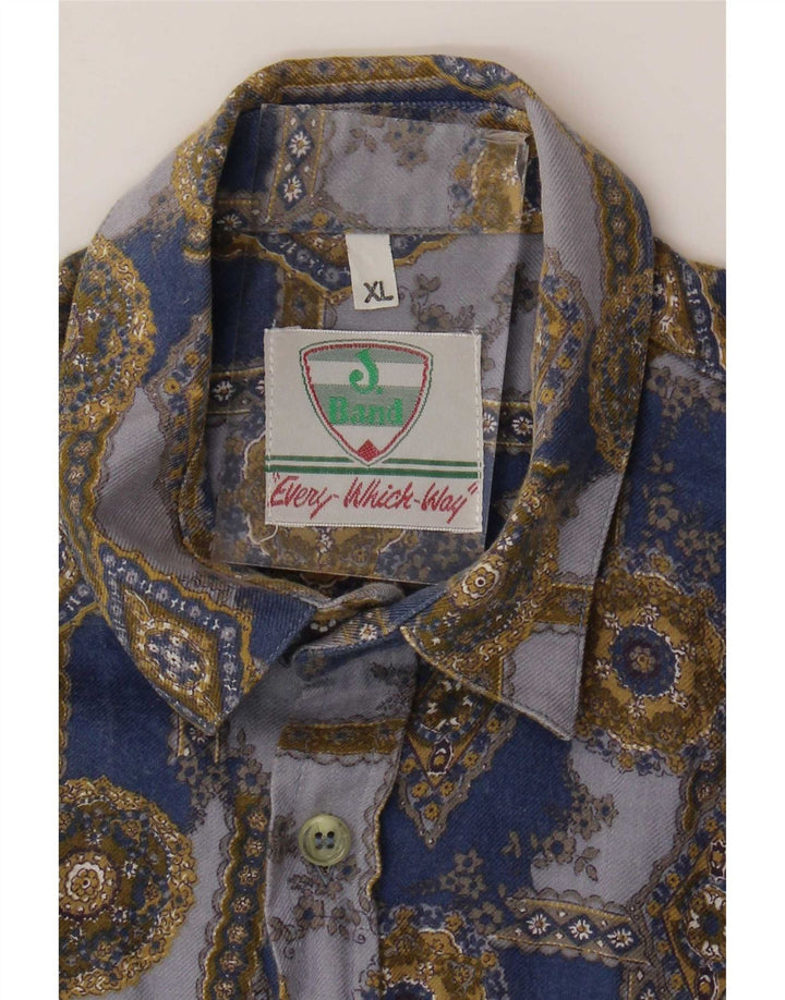 Vintage Boys Shirt 12-13 Years XL Blue Geometric