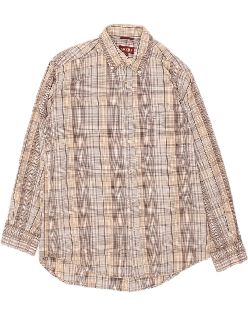 CARRERA Mens Shirt Medium Beige Check Cotton | Vintage Carrera | Thrift | Second-Hand Carrera | Used Clothing | Messina Hembry 