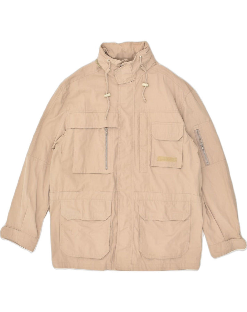 SEA BARRIER Mens Hooded Utility Jacket UK 40 Large Beige Polyester | Vintage Sea Barrier | Thrift | Second-Hand Sea Barrier | Used Clothing | Messina Hembry 