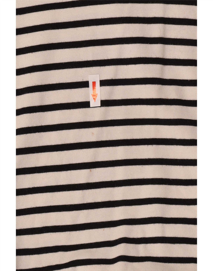 Zara Womens Top Long Sleeve UK 14 Large White Striped Cotton