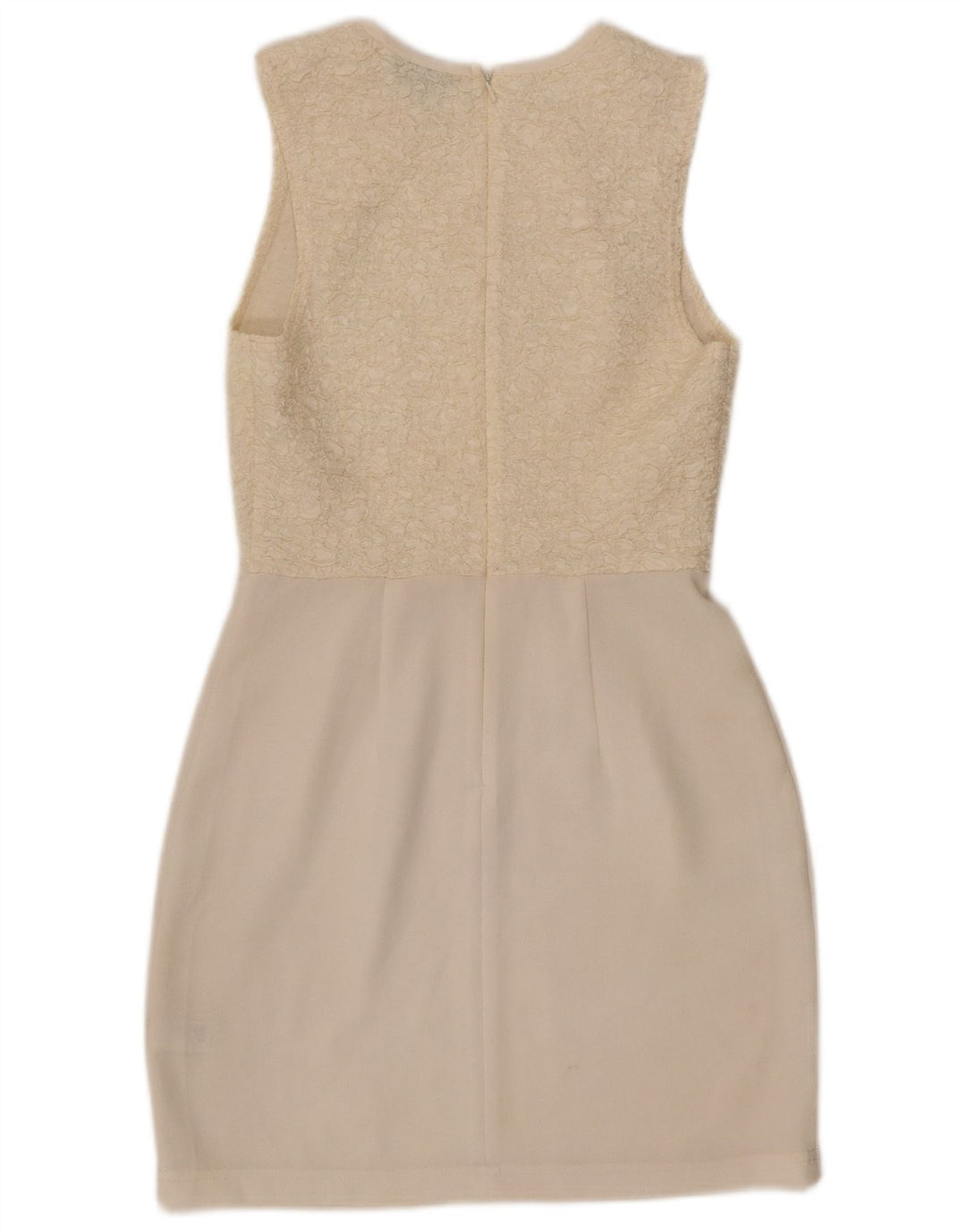 Topshop Womens Sleeveless Sheath Dress UK 8 Small Off White Polyester