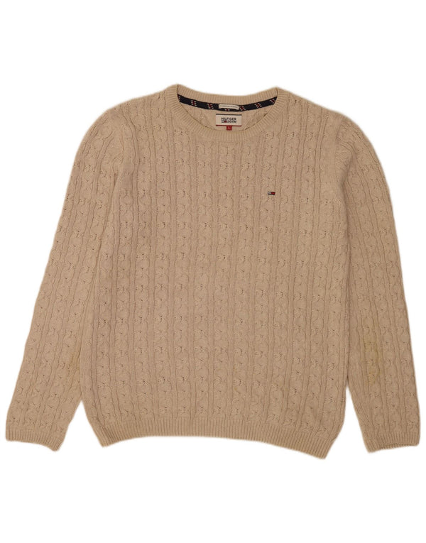 Tommy Hilfiger Mens Crew Neck Jumper Sweater Large Beige Classic