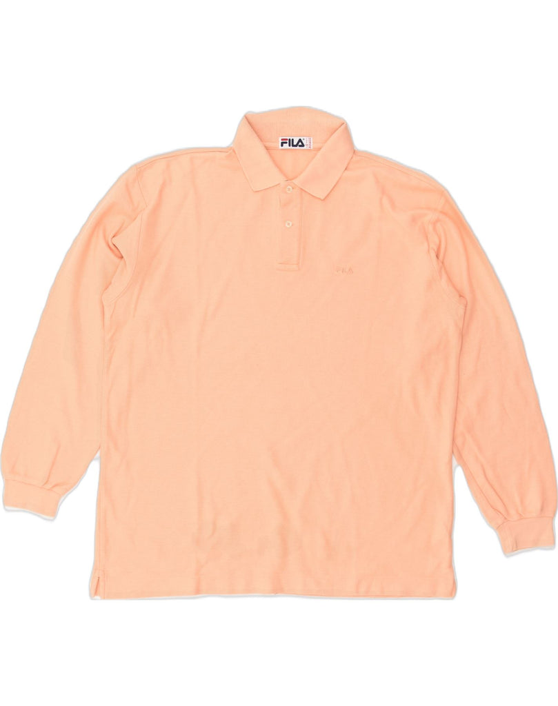 FILA Mens Long Sleeve Polo Shirt Large Orange Cotton | Vintage Fila | Thrift | Second-Hand Fila | Used Clothing | Messina Hembry 