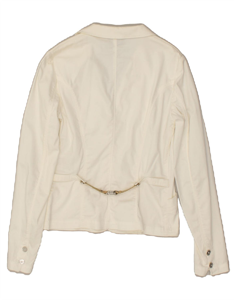 TRUSSARDI JEANS Womens 3 Button Blazer Jacket IT 44 Medium White Cotton Vintage Trussardi Jeans and Second-Hand Trussardi Jeans from Messina Hembry 