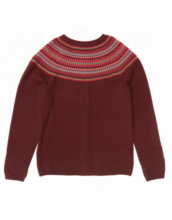 Seasalt Cornwall Womens Cardigan Sweater UK 12 Medium Burgundy Fair Isle