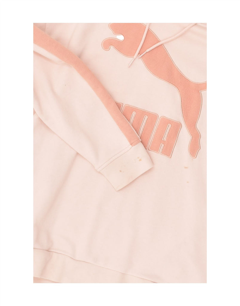 PUMA Womens Oversized Graphic Hoodie Jumper UK 10 Small Pink Cotton | Vintage Puma | Thrift | Second-Hand Puma | Used Clothing | Messina Hembry 