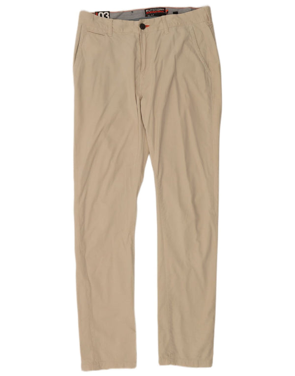 SUPERDRY Mens Slim Fit Chino Trousers W34 L34 Beige Cotton