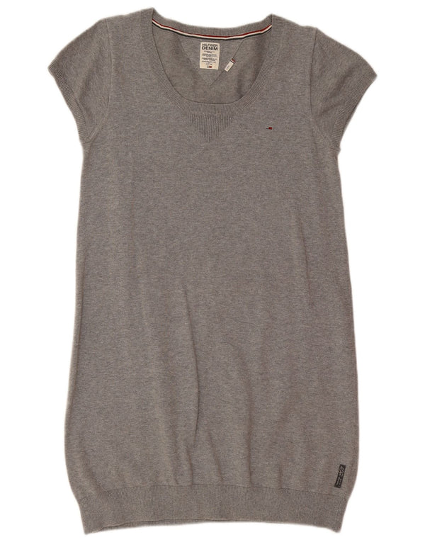 Tommy Hilfiger Womens Jumper Dress UK 14 Large Grey Cotton