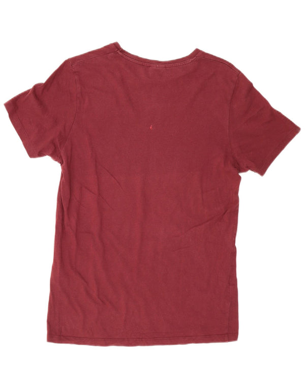 JACK & JONES Mens Core Graphic T-Shirt Top XS Burgundy Cotton
