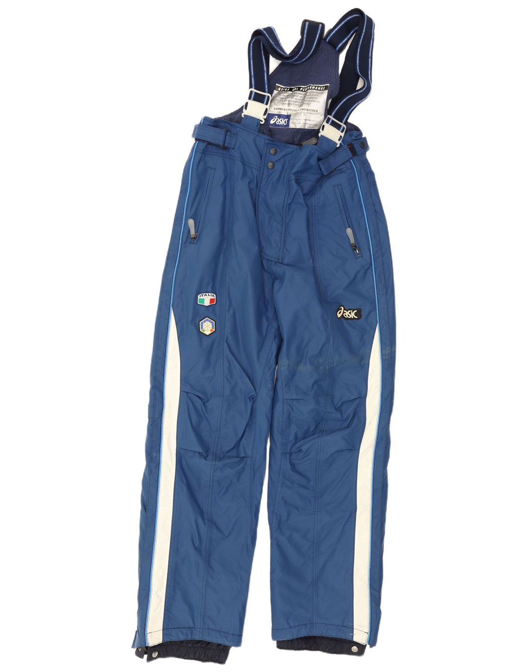 Asics Mens Dungarees Ski Trousers Small Blue Colourblock Polyamide