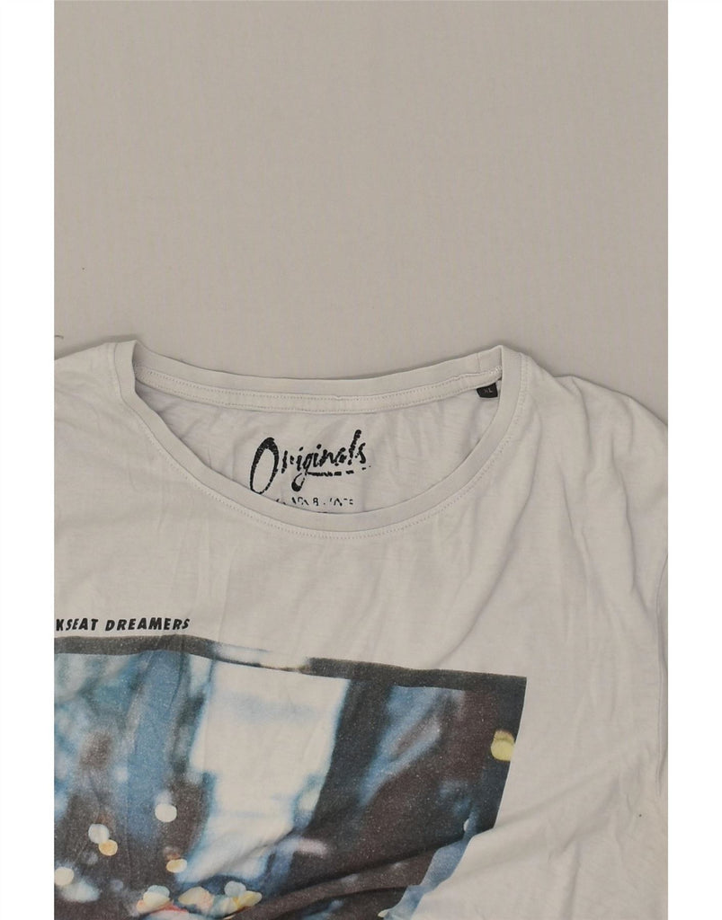 JACK & JONES Mens Slim Graphic T-Shirt Top XL Off White Cotton Vintage Jack & Jones and Second-Hand Jack & Jones from Messina Hembry 