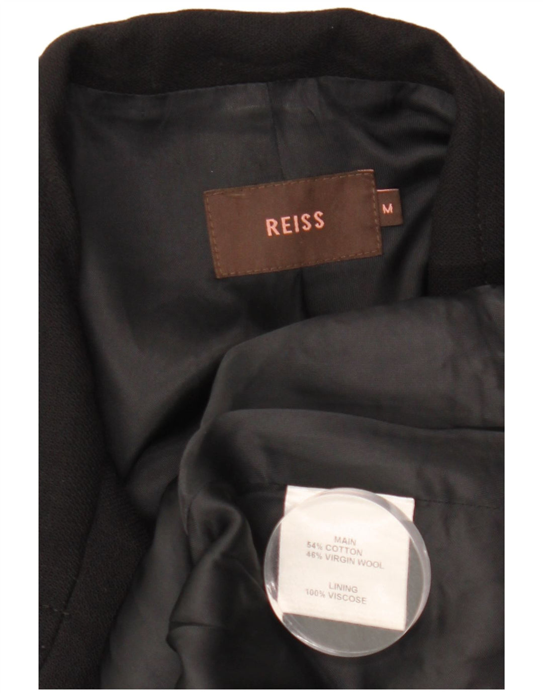 Reiss Womens Loose Fit Overcoat UK 14 Medium Black Cotton