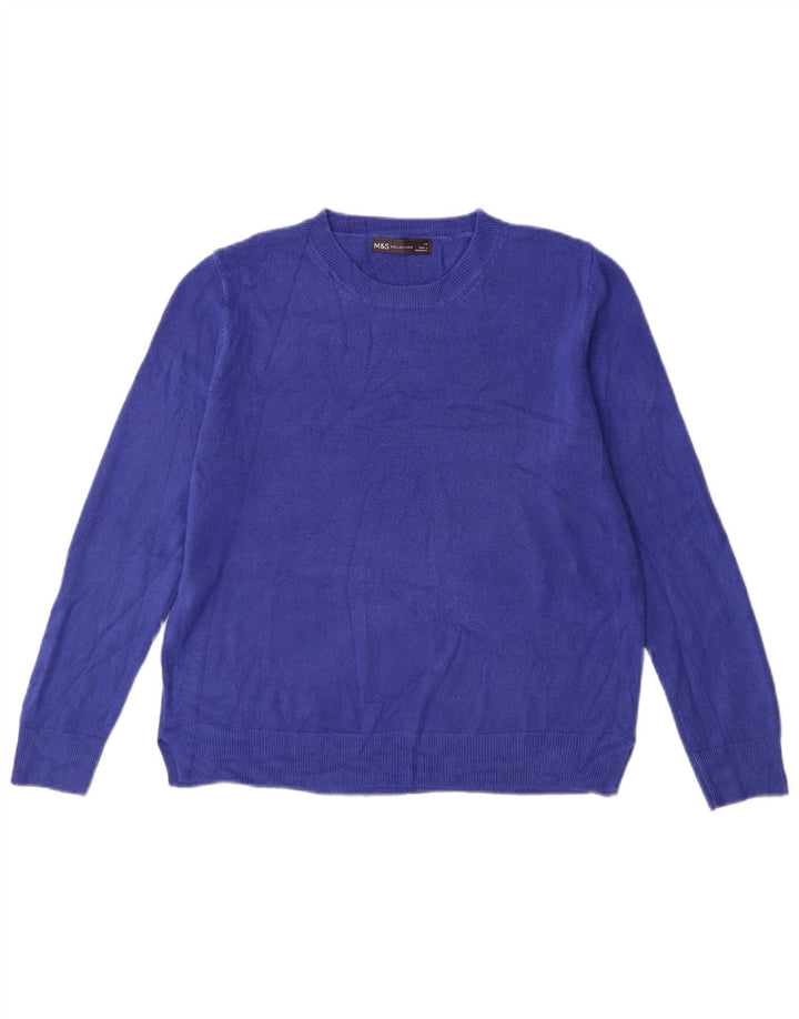 Marks & Spencer Womens Crew Neck Jumper Sweater UK 14 Medium  Blue