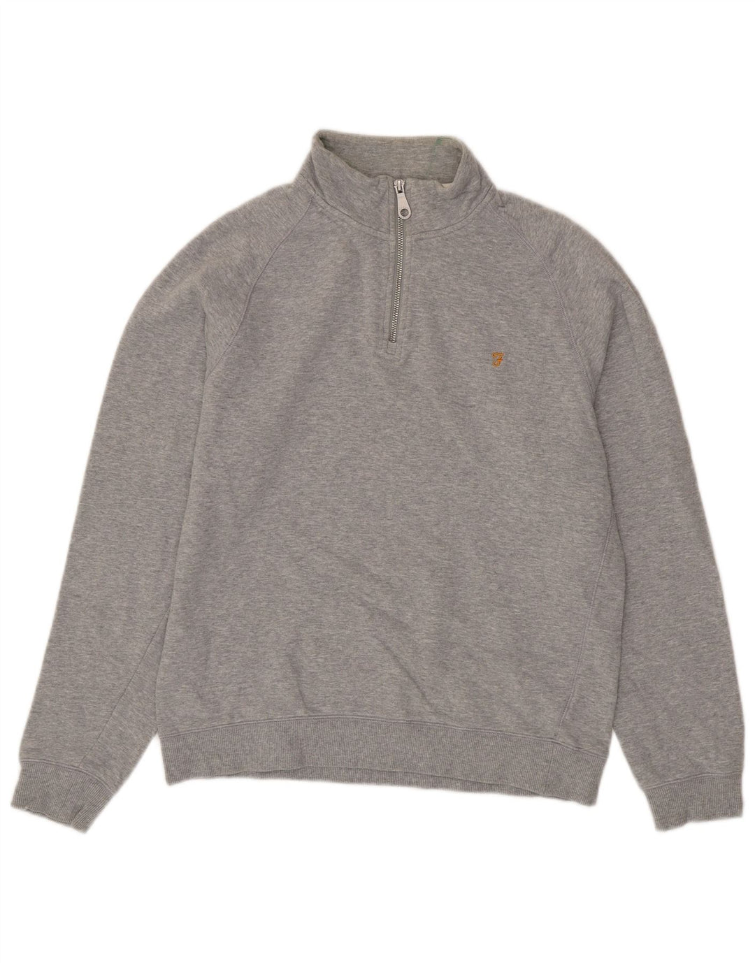 Farah Womens Zip Neck Sweatshirt Jumper UK 16 Large Grey Cotton